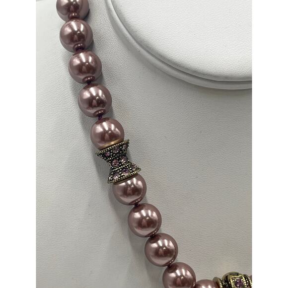 Heidi Daus Vintage Ornate Pendant Enhancer Glass Pearl Necklace Interchangeable - Picture 6 of 12